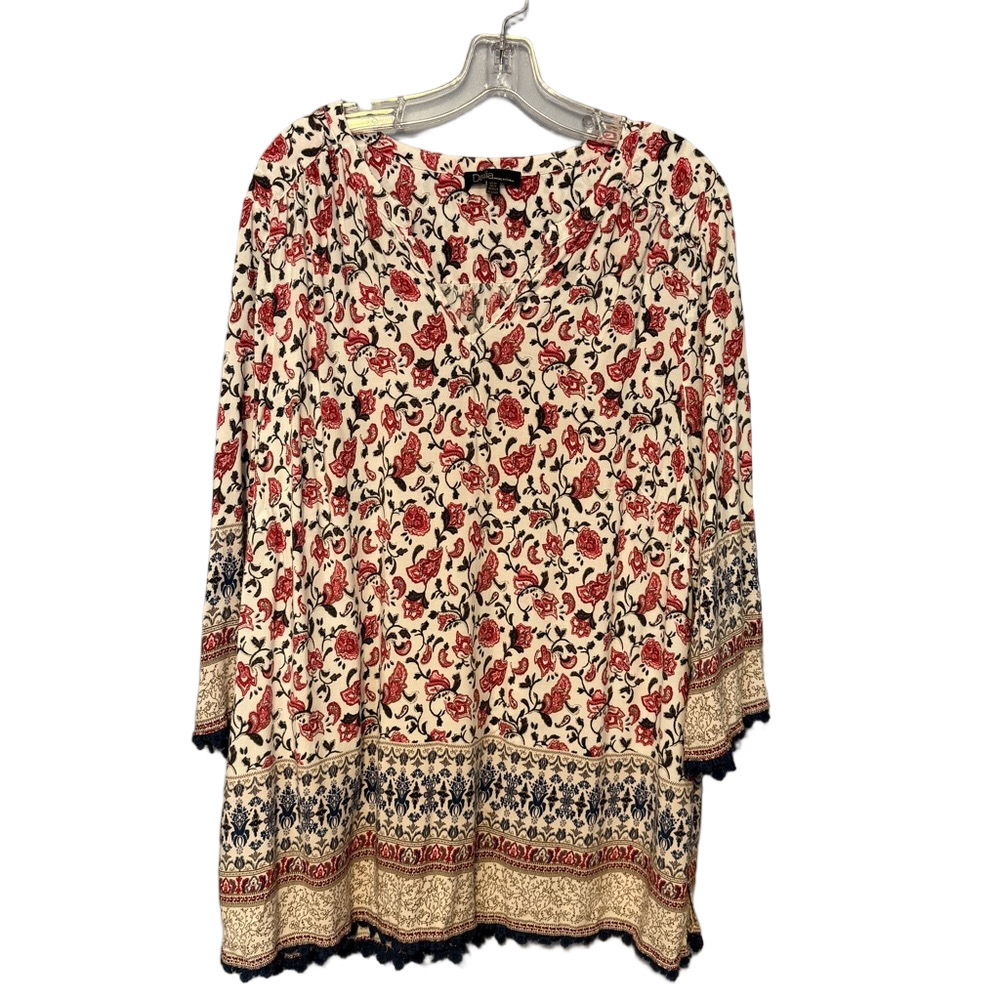 Dalia 1X Boho Top with Crochet Lace Trim